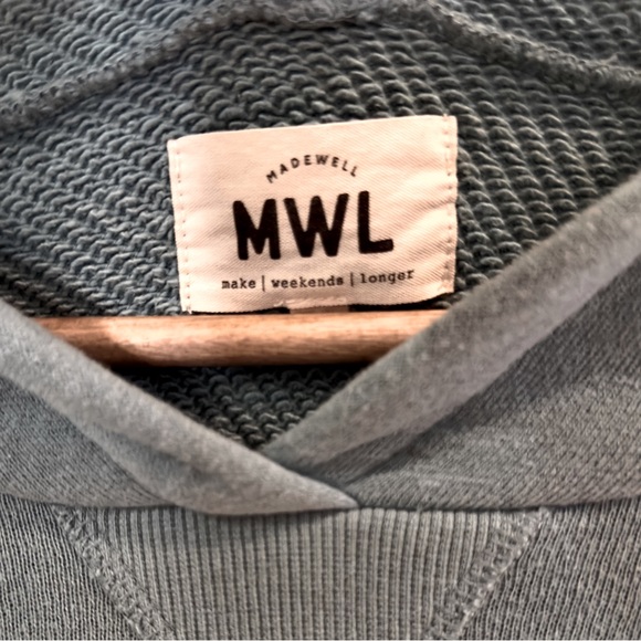 Madewell MWL Airyterry Blue Hooded Oversized Cozy Sweatshirt  Size Large - Picture 4 of 5